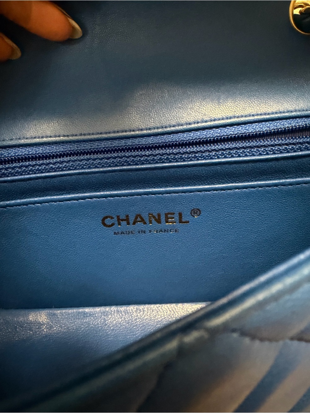Chanel Lambskin Quilted Mini Rectangular Flap Royal Blue - Picture 10 of 10